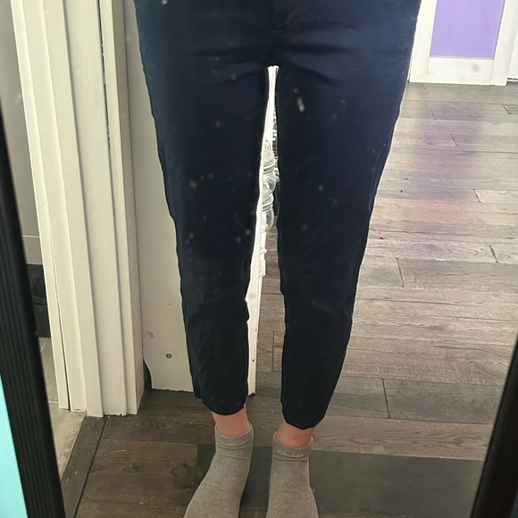 Slim-Fit Blue Business Casual Pants with Cropped Ankles - Picture 3 of 8